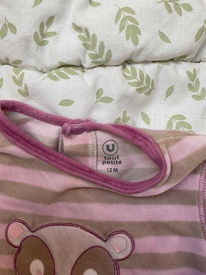 pyjama grenouillère en velours mauve et gris 12 mois u tout petits - photo numéro 6