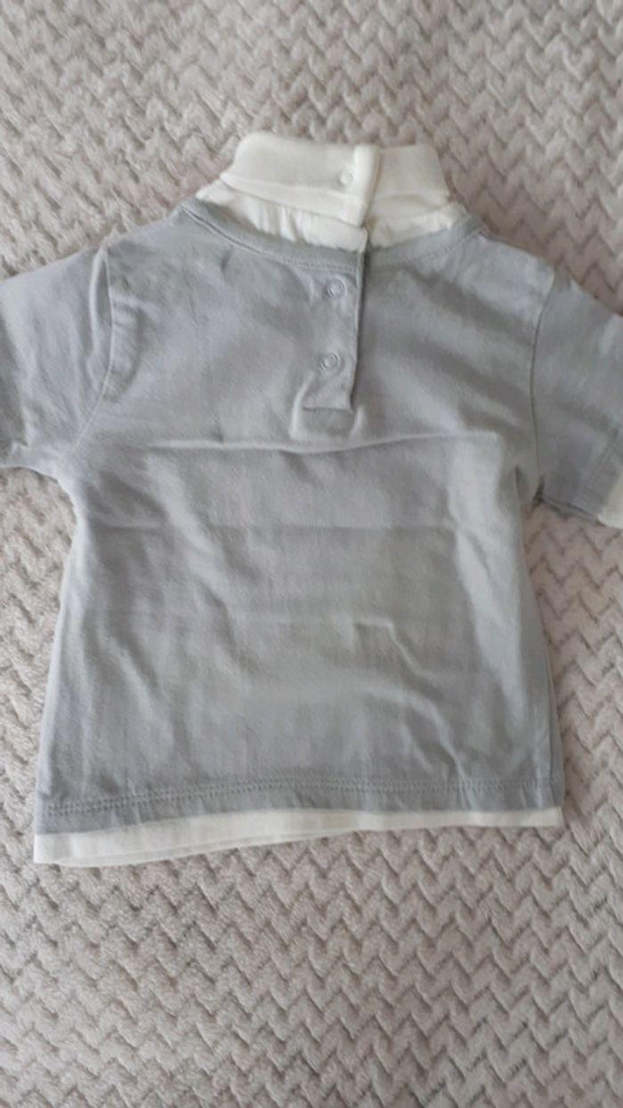 T-shirt manches longues gris banc renard Mes Petits Cailloux 6 mois comme neuf - photo numéro 5