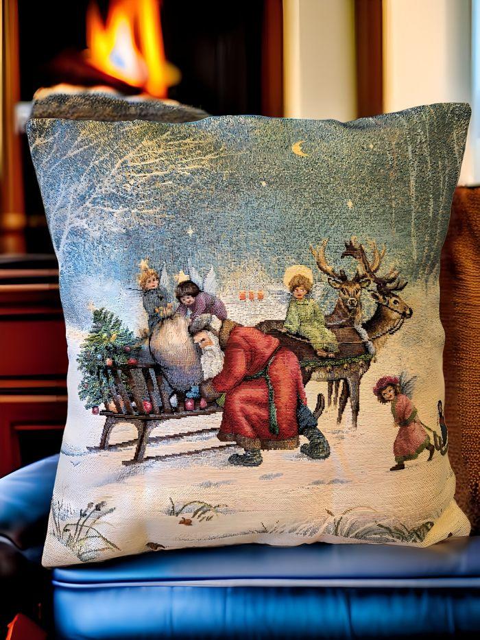 Housse de coussin père noël et ange lurex