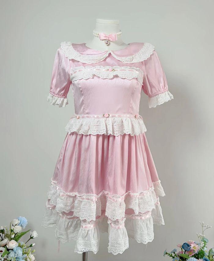 Dress Robe Pink Rose Princess Barbie Cute Kawaii Lolita Cosplay - photo numéro 2