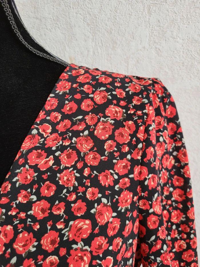 Blouse fleuri noir rouge shein taille 44 - photo numéro 3