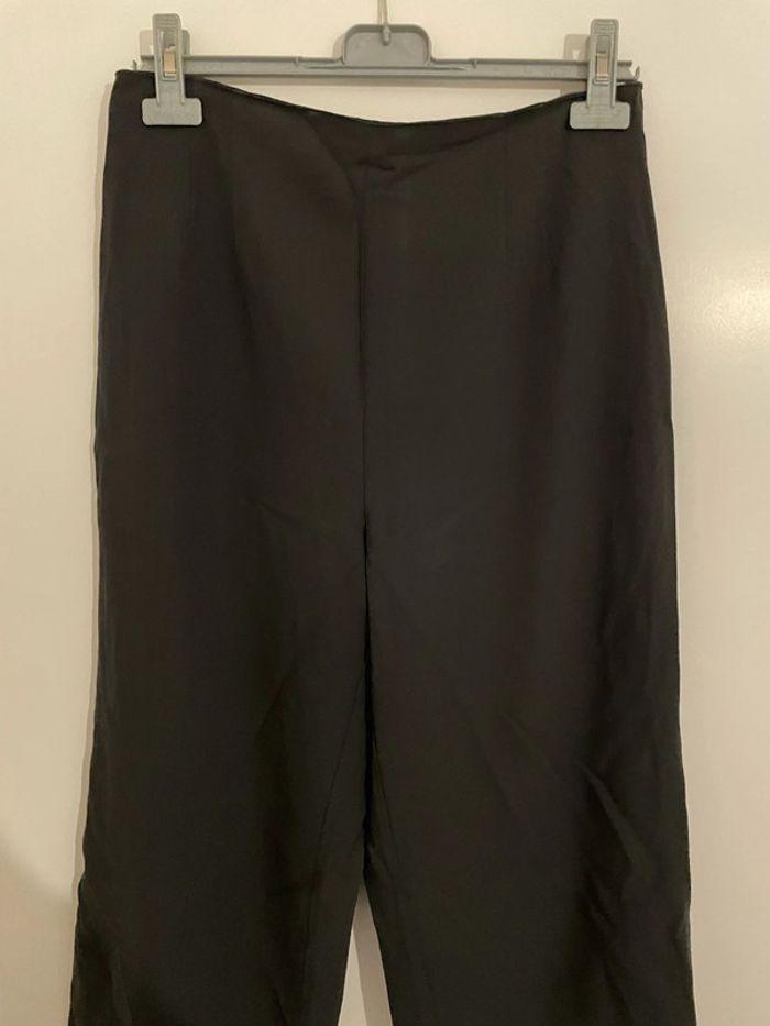 Pantalon fluide noir jambe large 7/8 fermeture éclair briefing galerie Lafayette taille 38 - photo numéro 3