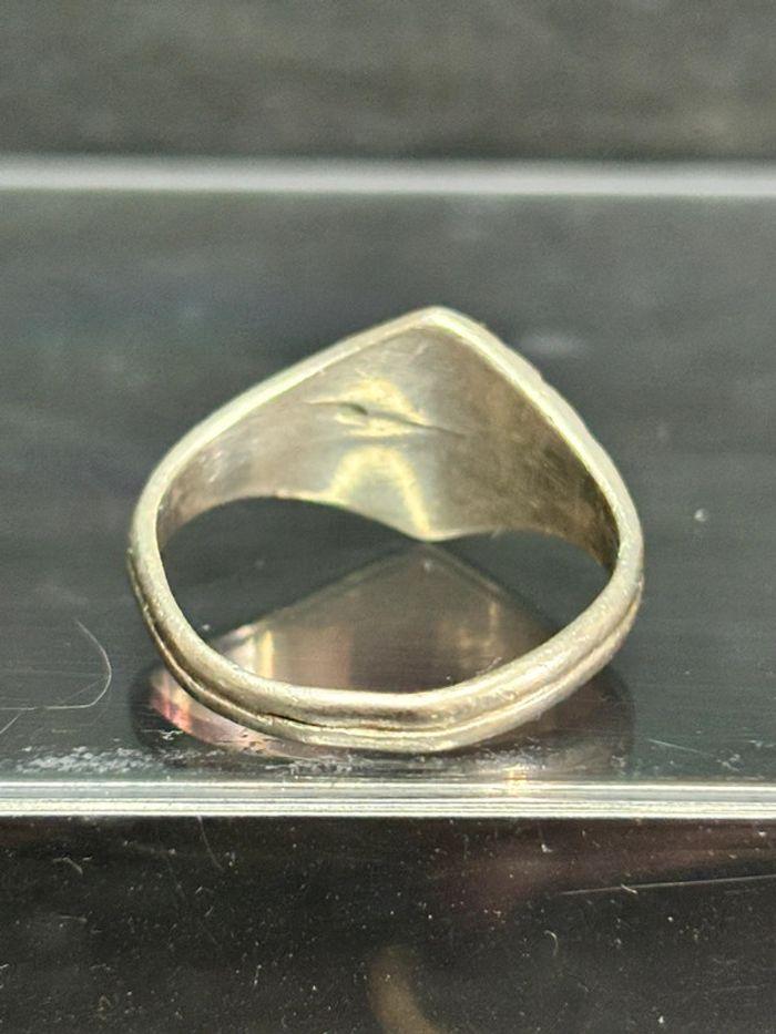 Bague chevalière en argent massif émaillé - photo numéro 2