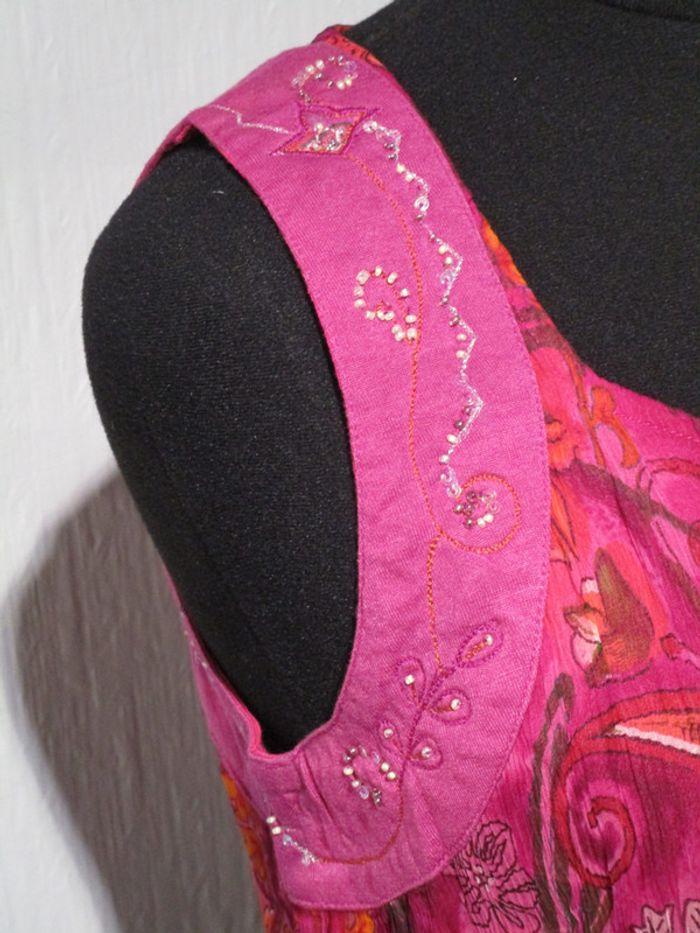 Blouse en voile fuchsia imprimé Jac Jac 40 NEUVE - photo numéro 3