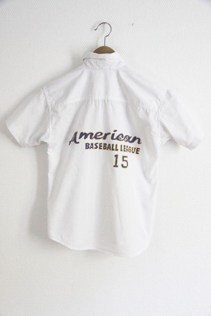 Chemisette vintage C&A avec broderie "American Baseball League" dans le dos, petite taille