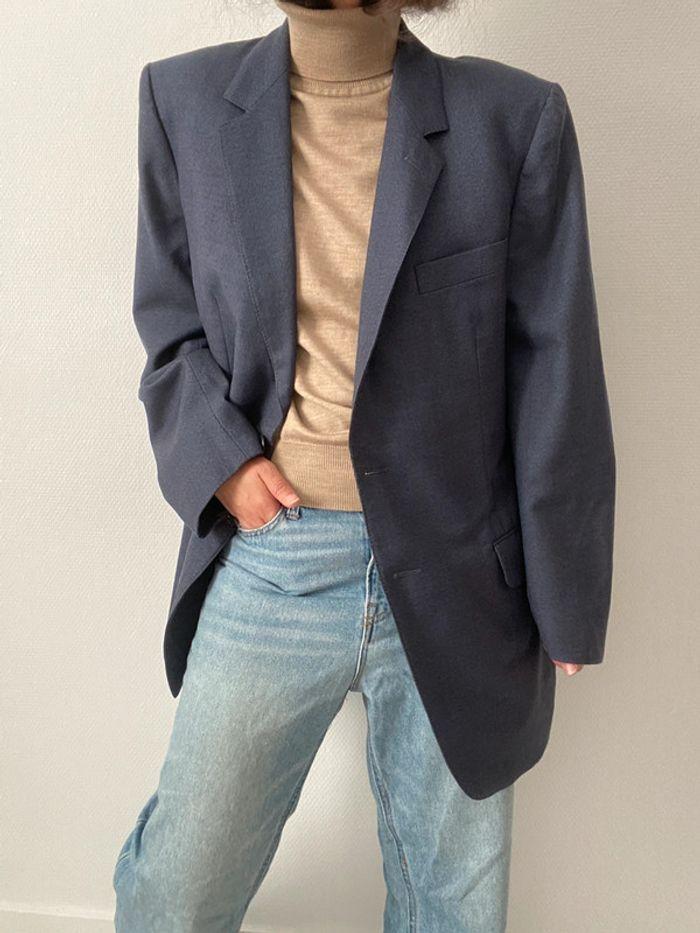 Oversized blazer bleu  100% laine - photo numéro 12