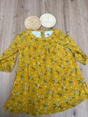 Robe moutarde longues manche à fleurs 2ans