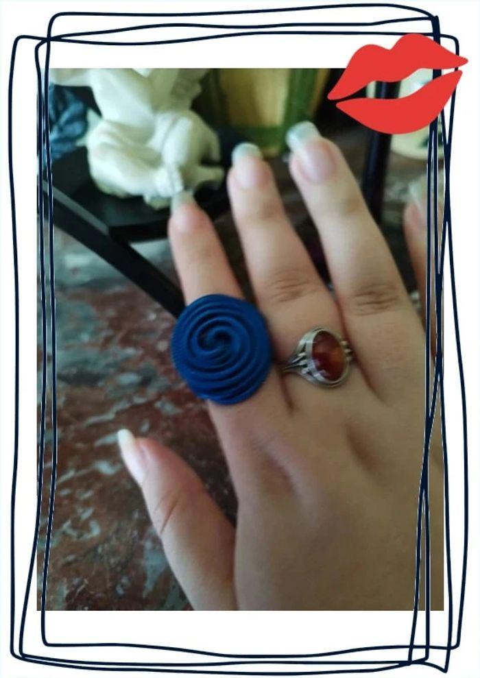 Bague tressée forme de rose bleu 15,3 mm - photo numéro 8