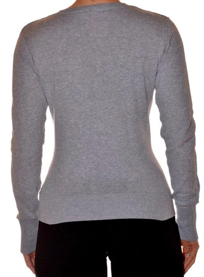 Pull col V fin et ajusté gris clair taille S - photo numéro 7