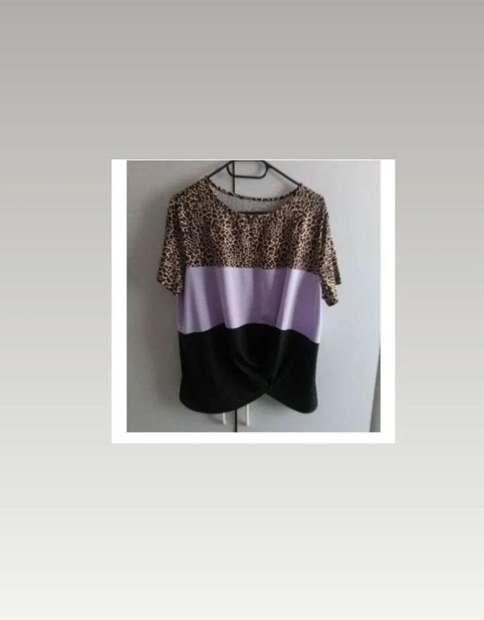 Top été original style tee shirt multicolore femme taille 40 , L 💜 - photo numéro 3