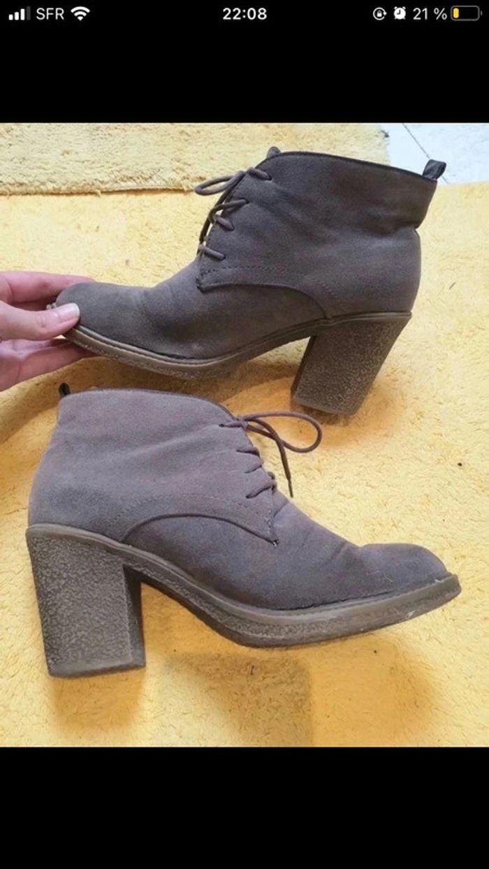 bottines grises en daim - photo numéro 3