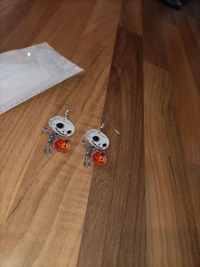 Boucles d'oreilles neuves halloween squelette citrouille - photo numéro 4