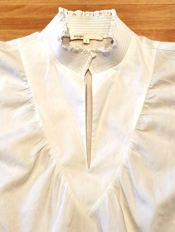 Blouse smocks blanche, ref.Libou, Maje, t.38, neuve - photo numéro 4