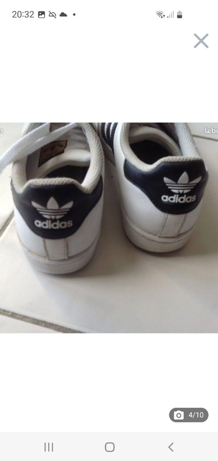 Baskets Adidas Superstar blanches et noires 37 1/3 (38) - photo numéro 5