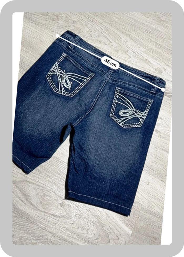 🩳 Short vintage brodé hip hop en jean Bleu Taille S-M 🩳 - photo numéro 7