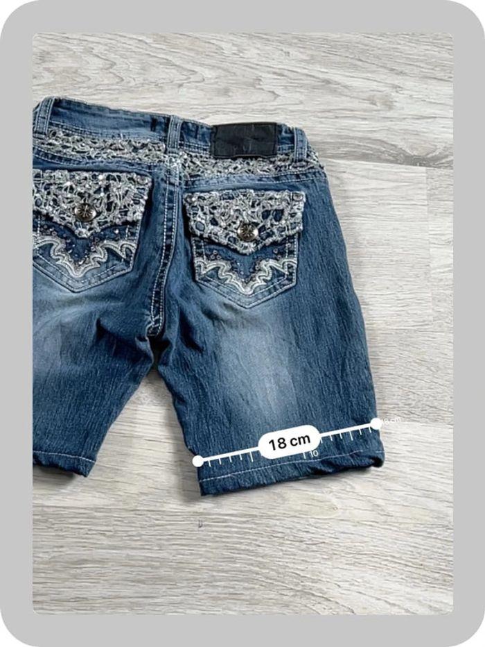 🩳 Short vintage brodé en jean  Bleu Taille XXS 🩳 - photo numéro 6