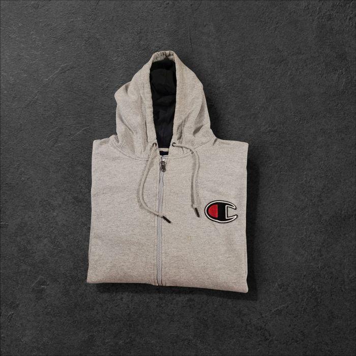 Sweat à capuche Zip Champion USA Taille XL Gris Logo Brodé - photo numéro 1