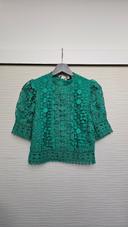 Blouse dentelle guipure verte Morgan