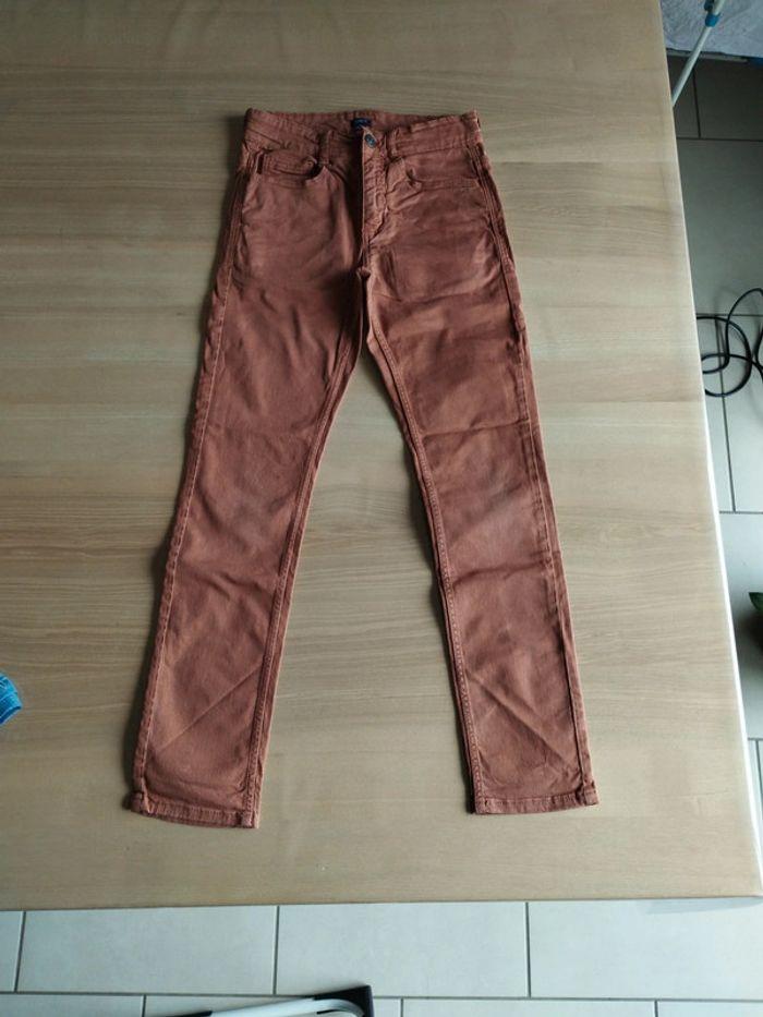 Pantalon marron skinny Kiabi 10 ans - photo numéro 1