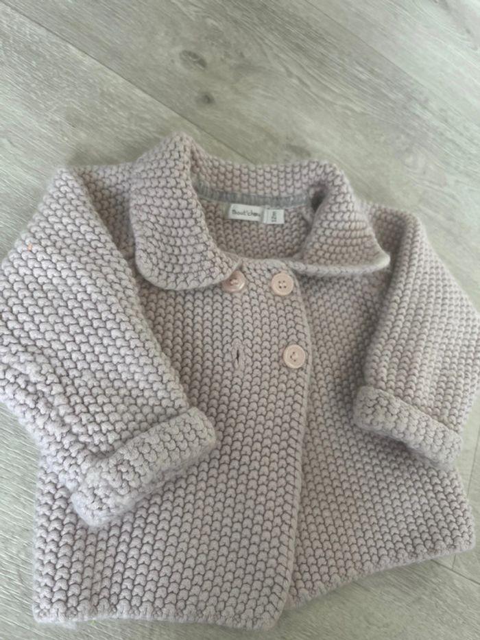 Gilet veste laine boutchou 12 mois rose pale fille hiver