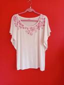 Tee-shirt T.42 Blanc et rose Anne Weyburn