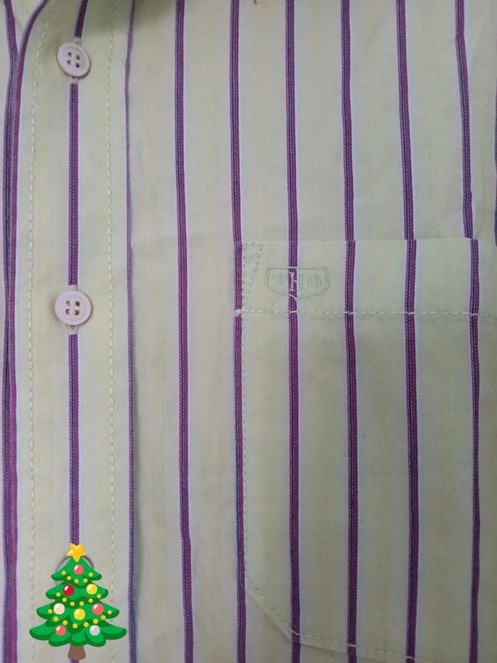 Chemise tommy hilfiger rayée verte et mauve violette L - photo numéro 2