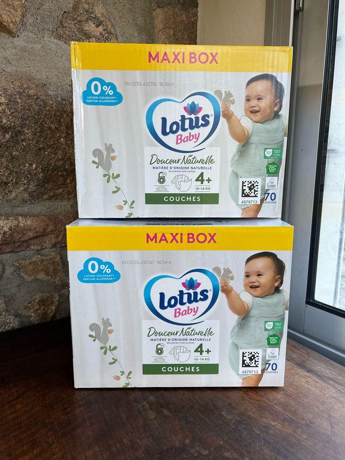 Lot 2 cartons Lotus Baby Taille 4+ : 140 Couches - photo numéro 2