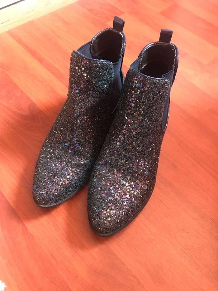 Bottines à paillettes bleues - photo numéro 2