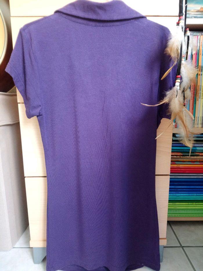 T-shirt violet style polo - photo numéro 4