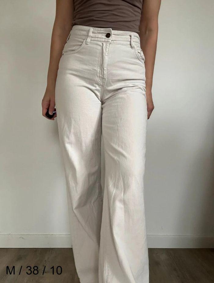 Jean droit wide leg beige Bershka – Tendance et décontracté, taille 38, très bon état 💖 - photo numéro 5