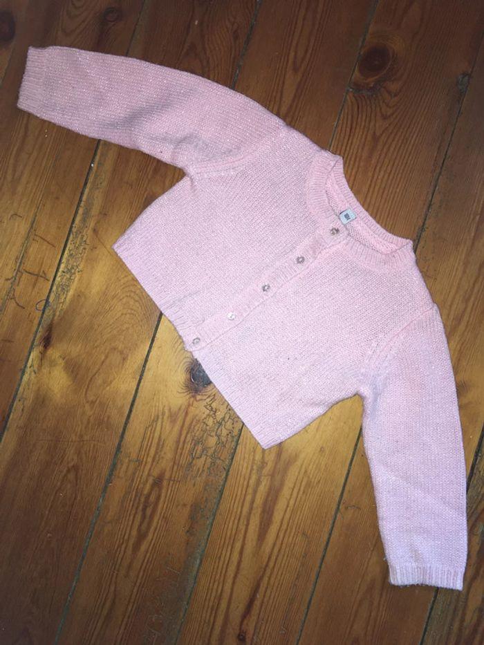 Gilet rose pailleté 18 mois