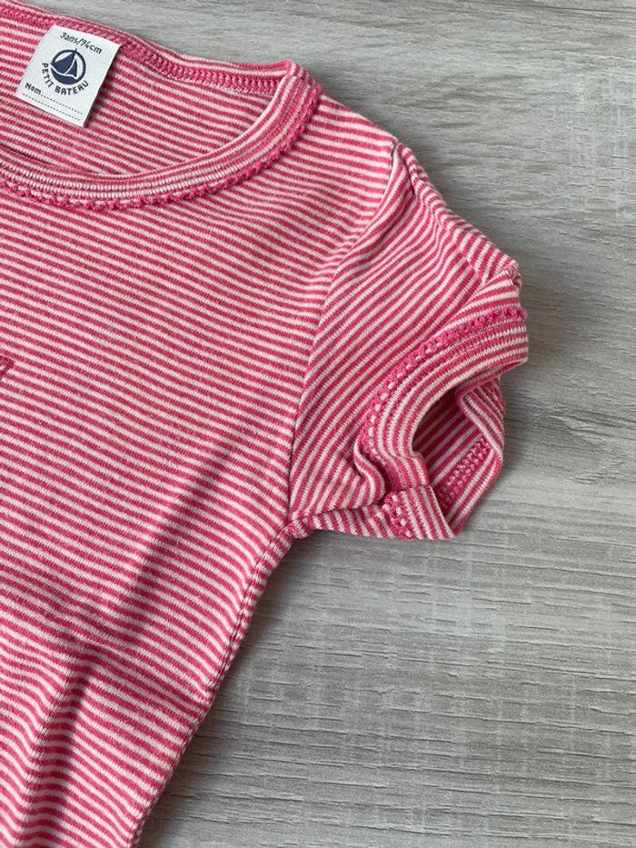 Tee shirt MC à rayures rose & blanc petit bateau bb 3 ans - photo numéro 4