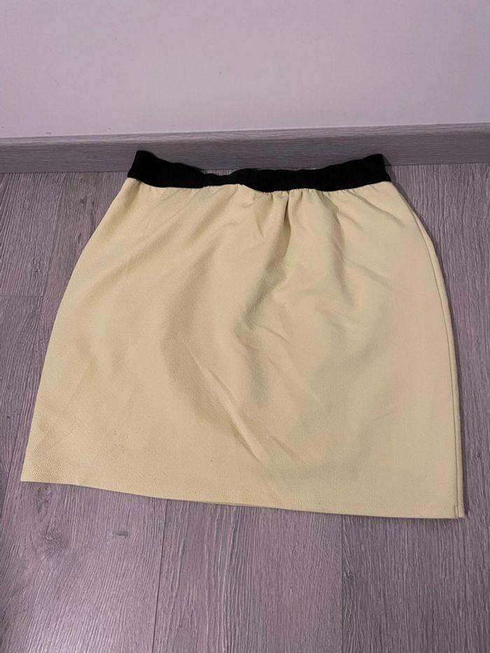 Jupe tulipe portefeuille jaune clair et noir taille élastique Naf Naf taille 38 - photo numéro 7