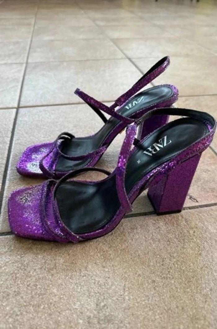 Mules violettes à paillettes - photo numéro 4