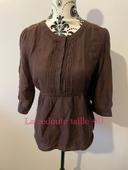 Blouse manche 3/4 marron lien ceinture col rond la redoute taille 40