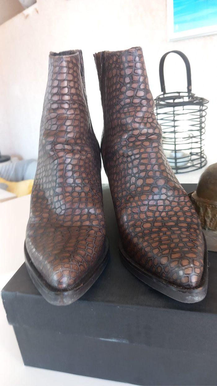 Bottines cuir écailles marron 39 - photo numéro 6