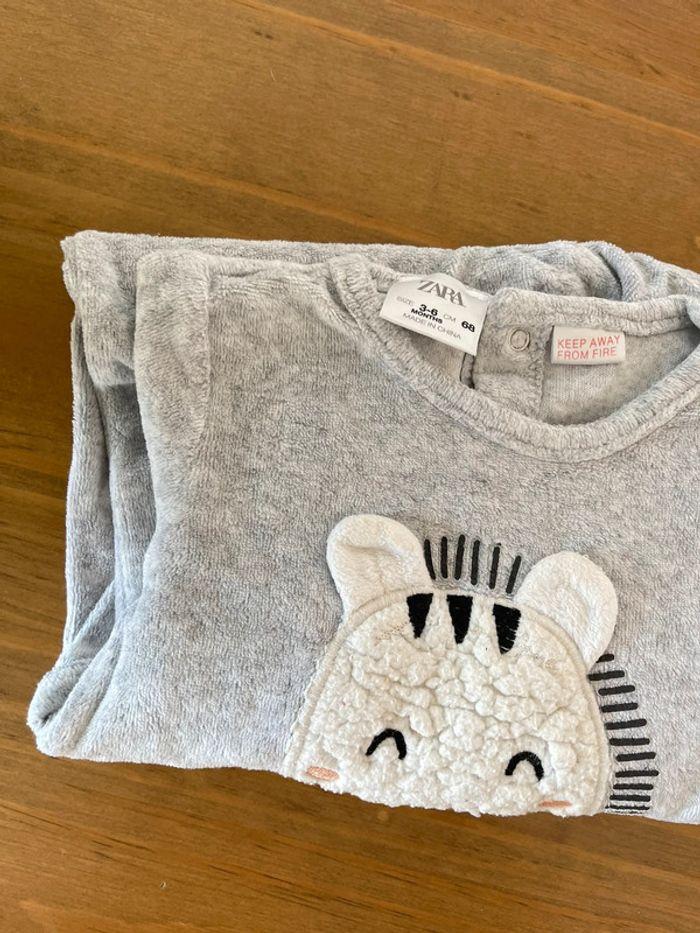 Pyjama velours gris Zara Kids 3/6 mois 68cm - photo numéro 5