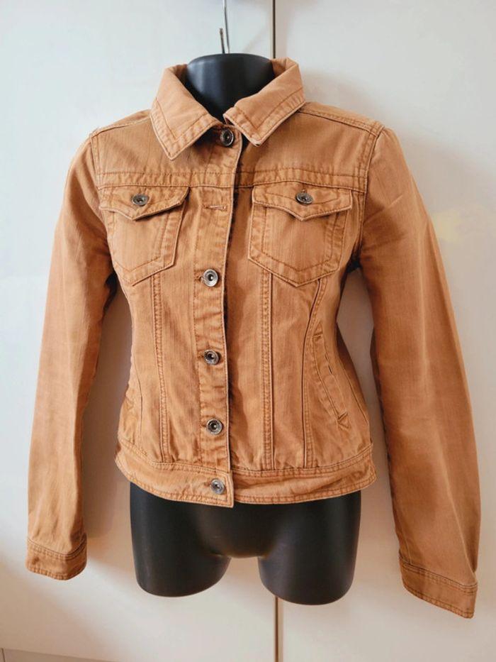 Veste jeans marron camel taille S 36 Stradivarius - photo numéro 3