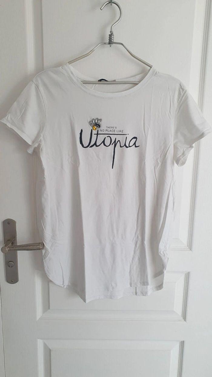 Tee-shirt blanc bijoux T.L - Zara - photo numéro 1