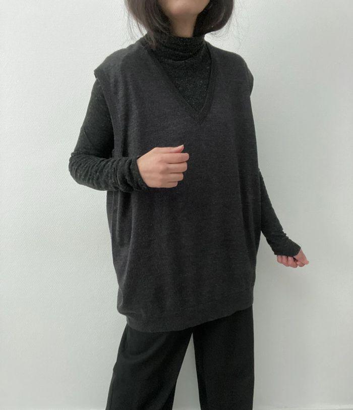 Oversized pull long sans manches anthracite - photo numéro 5