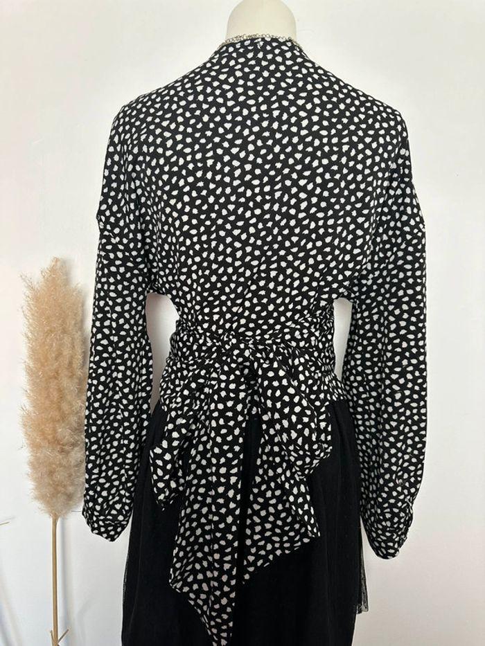 🌸Blouse papillonne - noir et blanc - cache coeur 🌸 - photo numéro 3