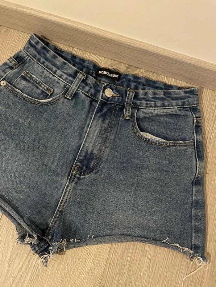 Short en jean bleu taille haute momokrom taille 38 - photo numéro 2