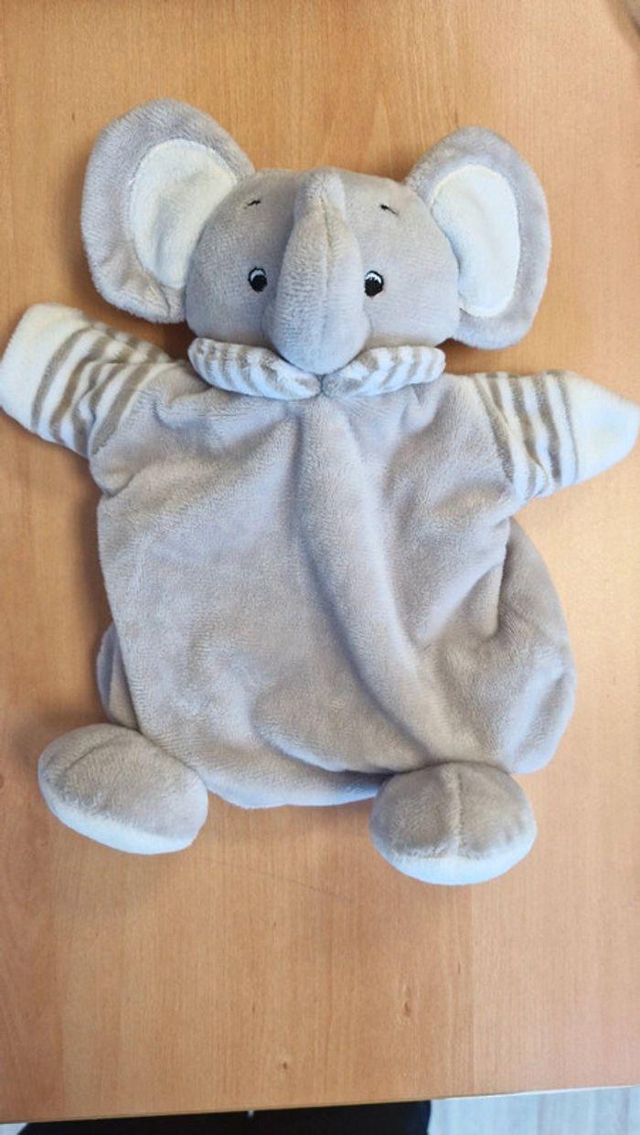 Doudou marionnette  Éléphant gris PUSBLU - photo numéro 2