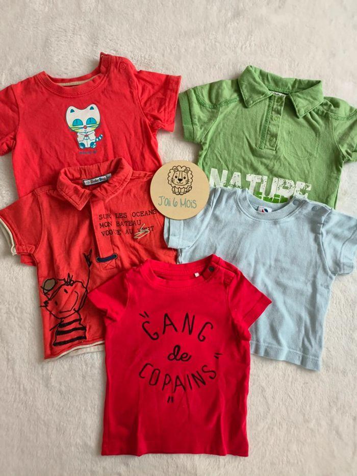 Lot 5 tee shirt manches courtes bébé 6 mois - photo numéro 1