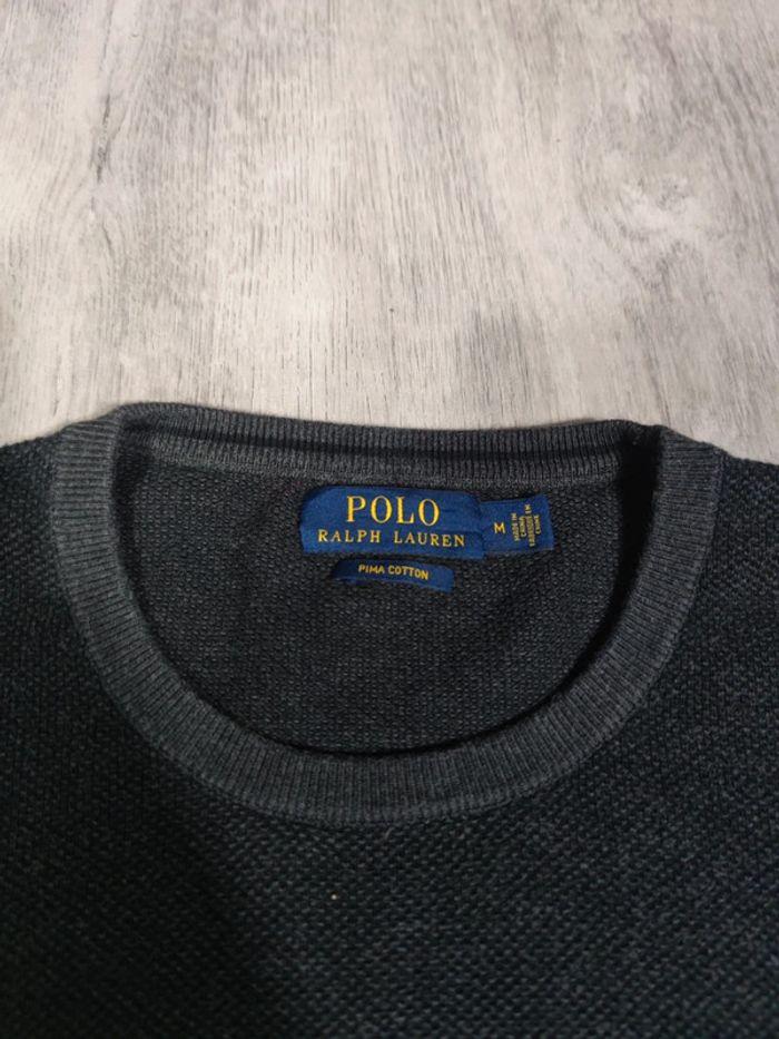 Pull Crewneck Ralph Lauren Nid D'abeilles Gris Foncé Logo Brodé Violet Taille M Homme - photo numéro 6