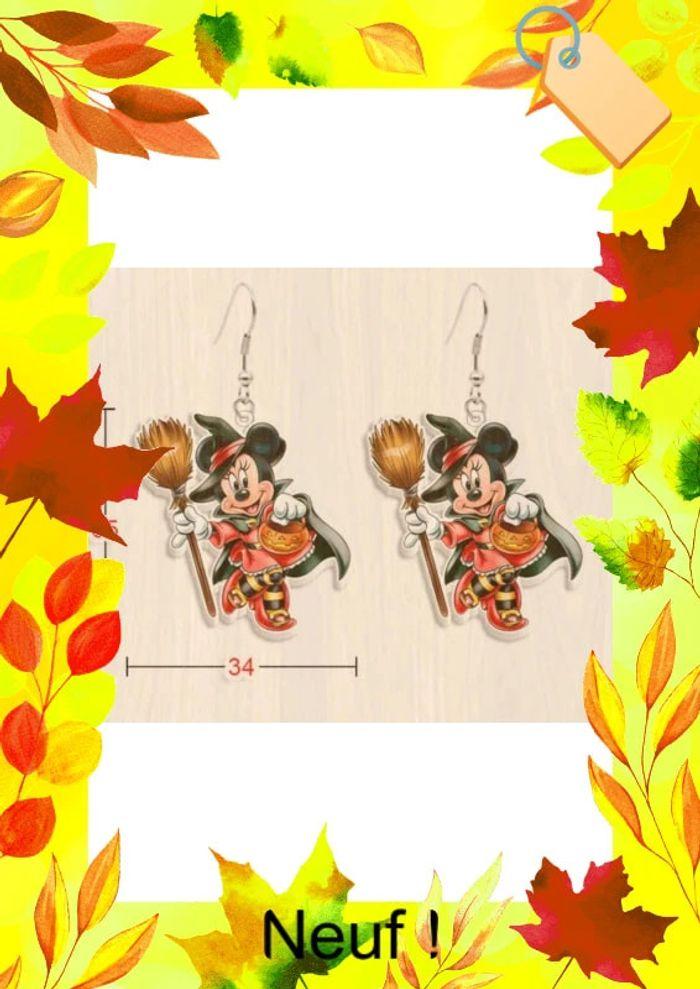 Paire de boucles d'oreilles 
Minnie
Halloween 
Sorcière 
Disney - photo numéro 2