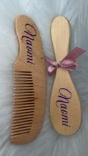 Lot brosse + peigne en bois personnalisés