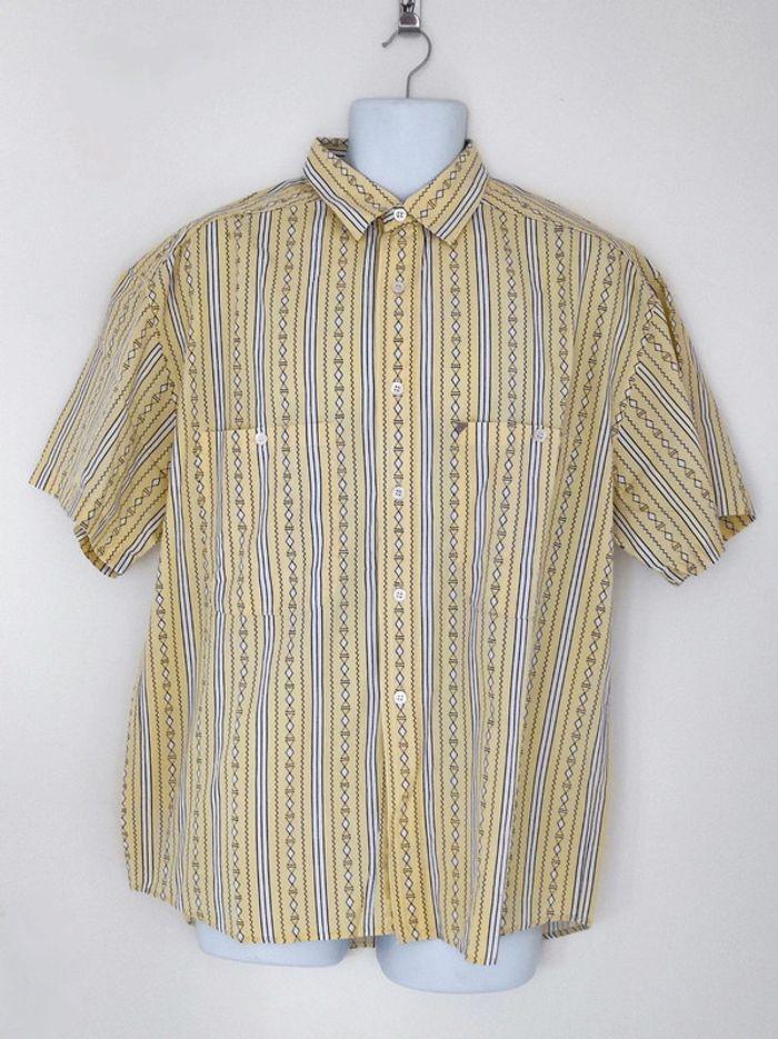 Chemise jaune clair blanc aztèque vintage / New Man - 42/XL - photo numéro 1