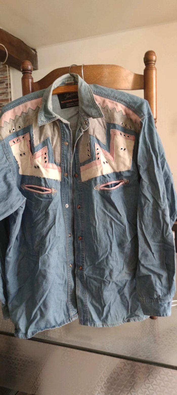 Chemise jeans Vintage Johnny Hallyday tM - photo numéro 1