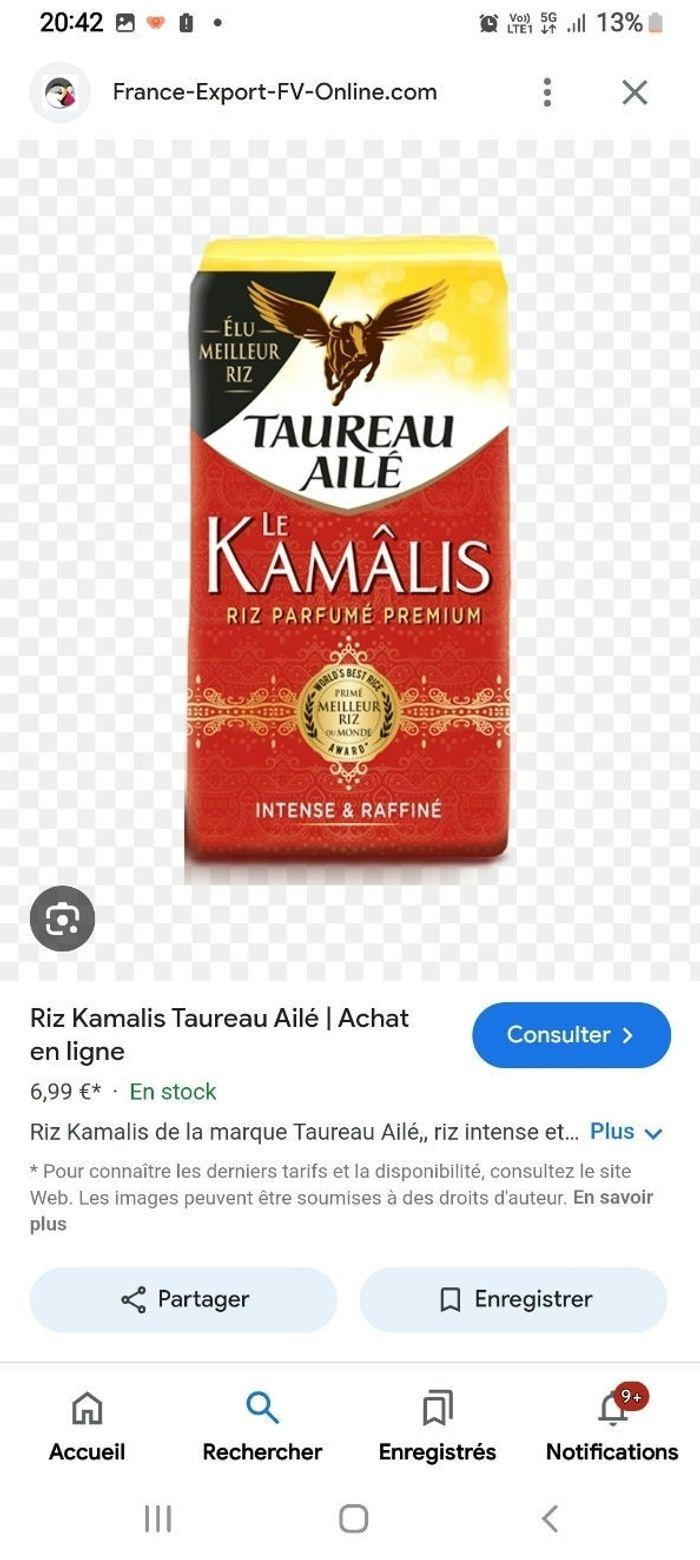 Riz taureau ailé  le kamalis riz parfumè prenium 750 grammes - photo numéro 3